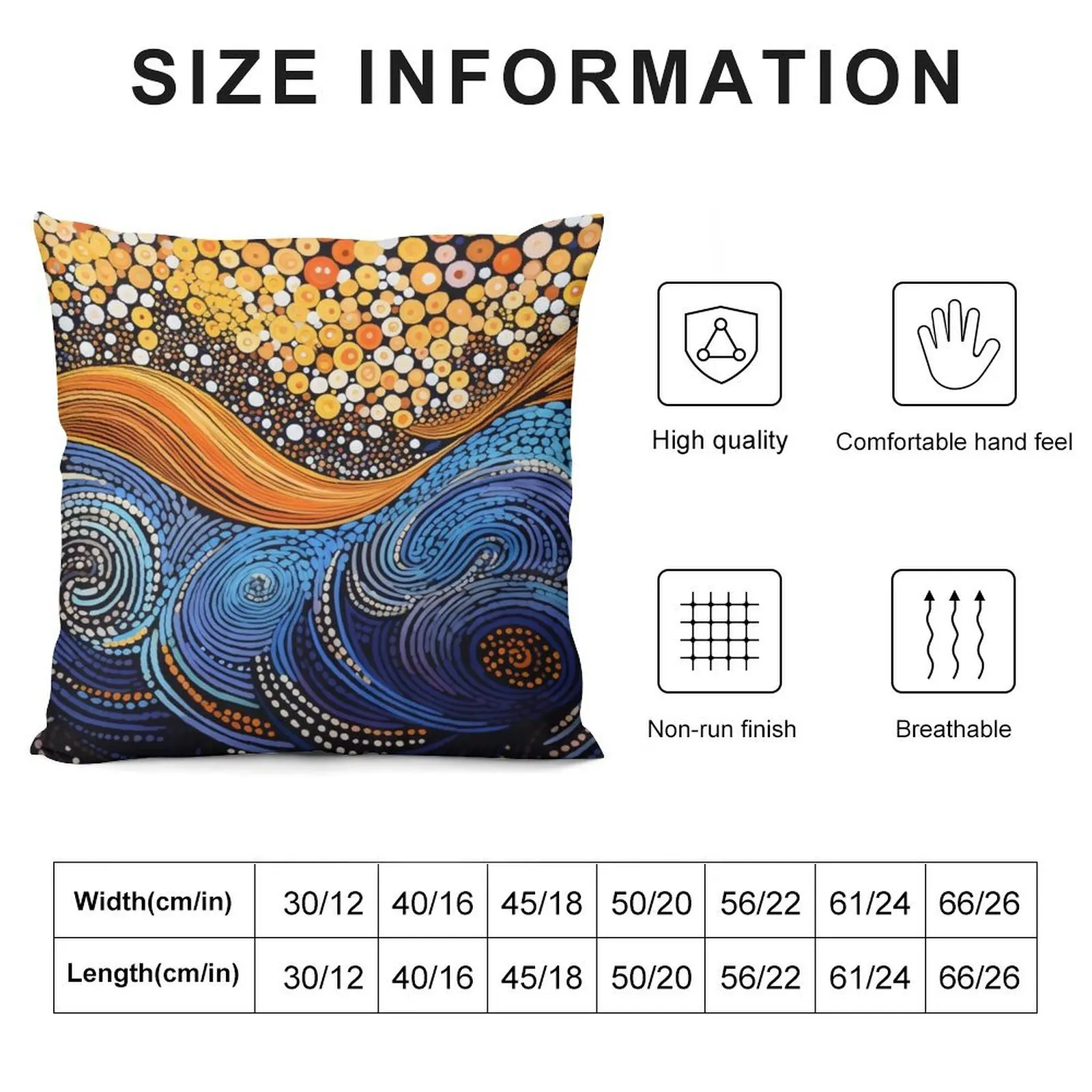 Aboriginal Authentic Art - With Waves and Lava Throw Pillow Decorative pillow case Throw Pillow