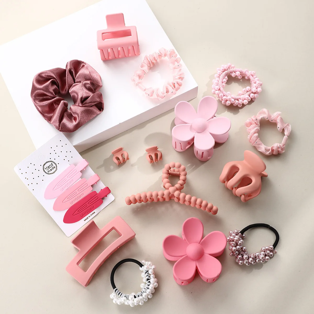 

8-21PCS Simple Hair Accessory set DIY Hair Claws Telephone Line Hair Ties Hair Rope Hair Crab Grab Gifts for Women Girls