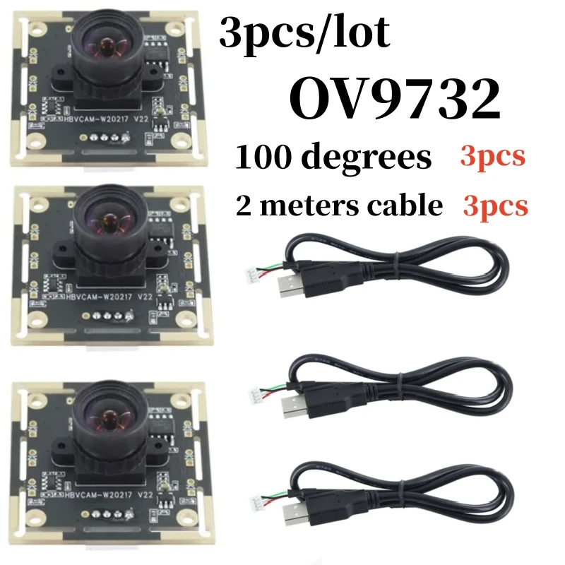 

Модуль камеры OV9732, 100 градусов, кабель 2 метра, 1 миллион пикселей, устройство для распознавания лица высокой четкости, устройство «Все в одном», 3 шт./партия