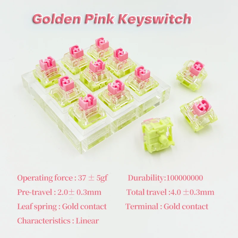 TTC Gold Pink V2 Switch 37g 3 Pin Linear Waterproof Dustproof Cover Mechanical Keyboard SMD Switch