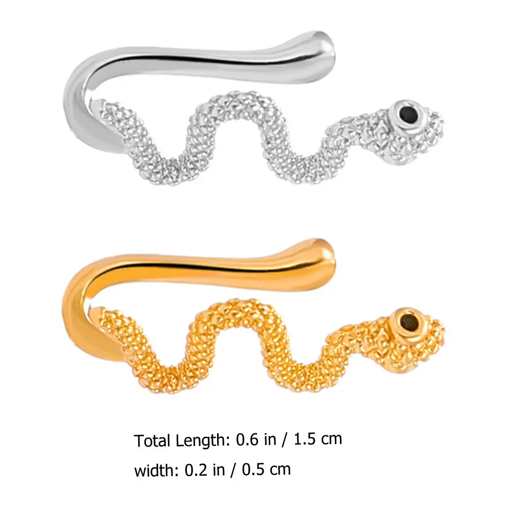 2 Pcs Clip on Cuff Earrings Cute Nose Hoops Stud for Women Fake Jewelry False Peircing view 3
