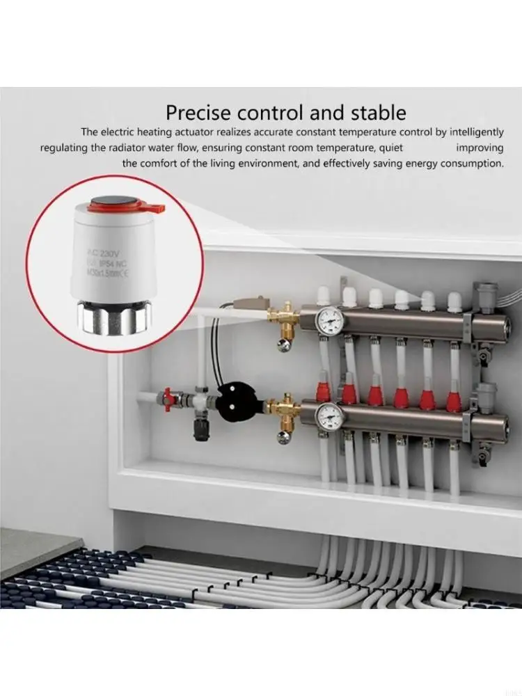 Small  230V Thermal Electric Valves Actuator with 2 Wire Connection Radiant Heating Component for Floor Heating Manifold 