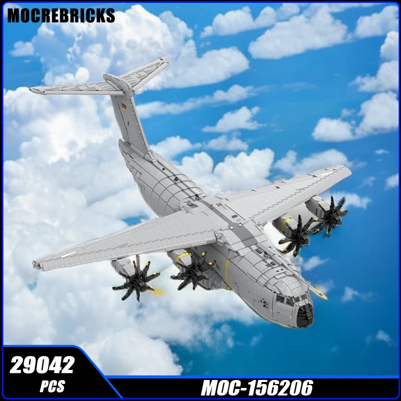 Military Aircraft Series High Difficulty Large Plan A400M Building Block MOC-156206 DIY Model Bricks Toys Collection Xmas Gifts