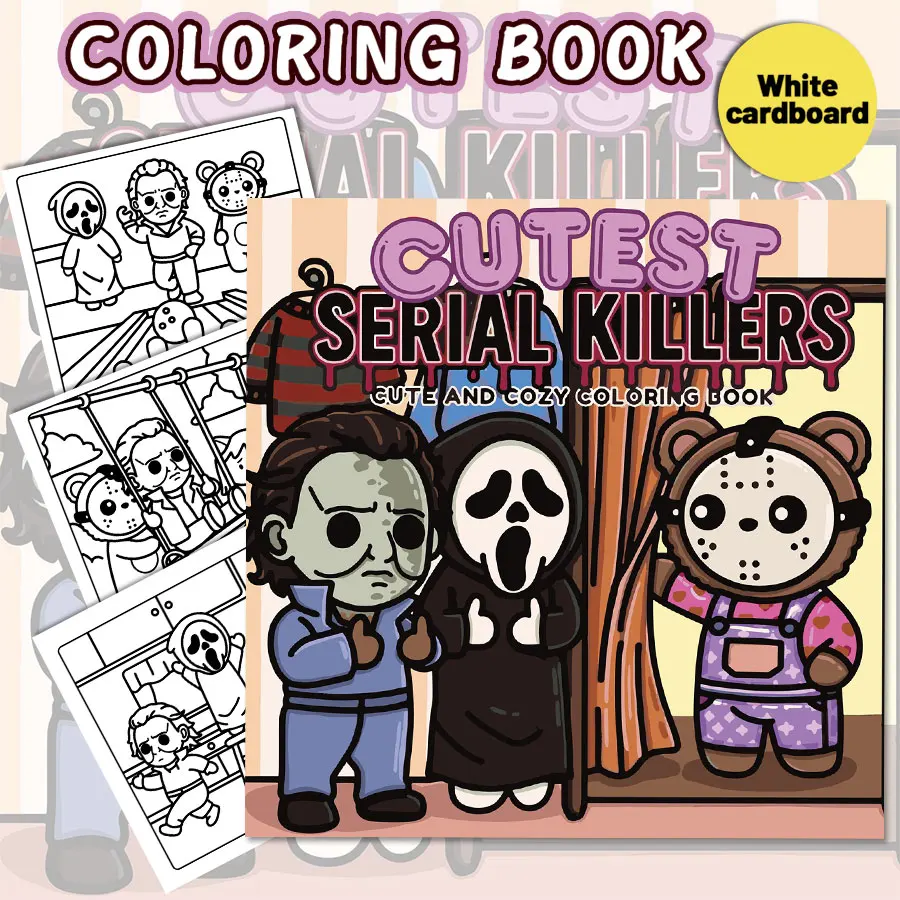 Libri da colorare per film horror, scene in grassetto, colorazione facile, per genitori in casa - Fai da te per bambini, relax, sbloccare, aumentare la creatività