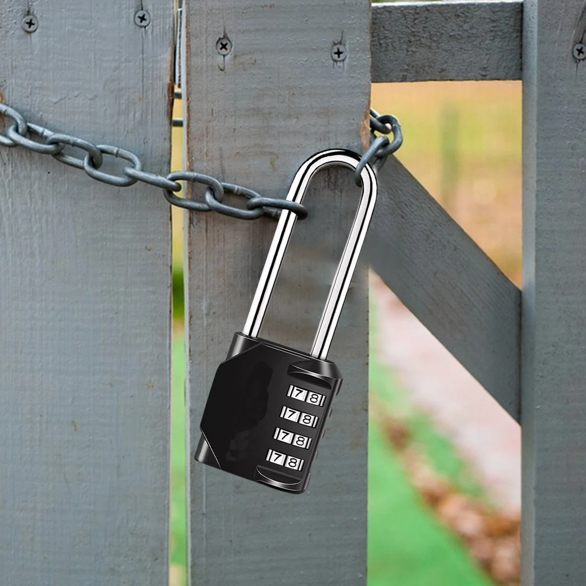 

2Pcs Practical Combination Padlock Outdoor 4 Digit Long Shackle Waterproof Password Padlock Pad Lock For Fence Gate
