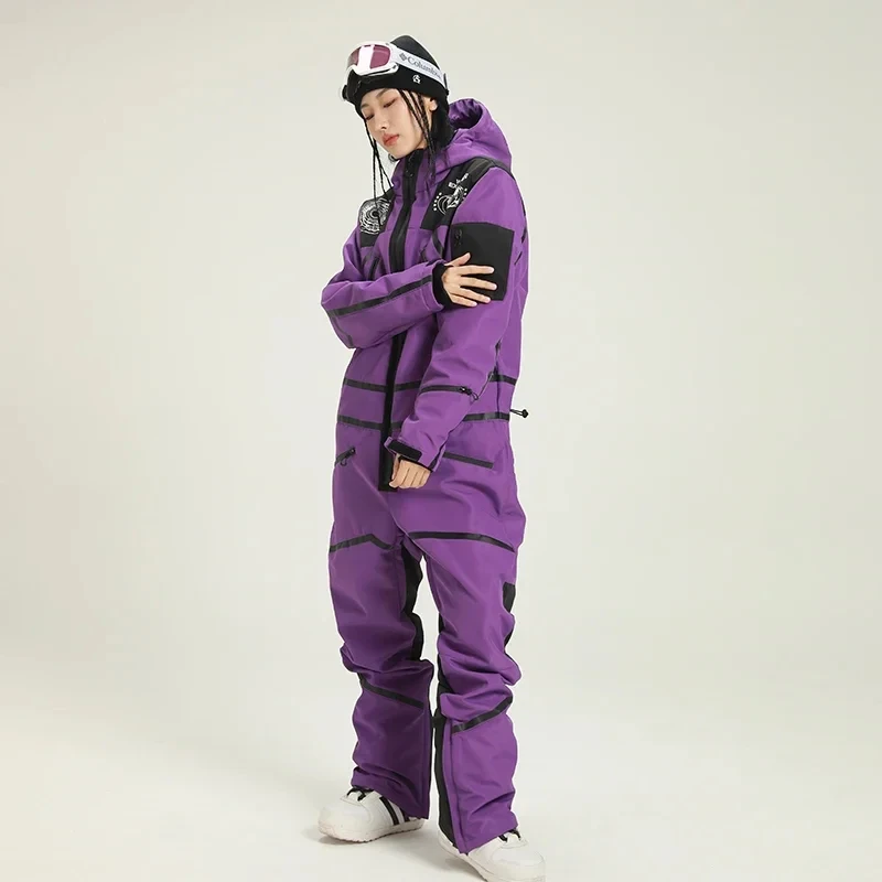 2023 Waterdichte Vrouwelijke Ski Jumpsuit Met Capuchon Sport Vrouw Snowboard Pak Winter Vrouwen Een Stuk Snowsuit Berg Overall Kleding