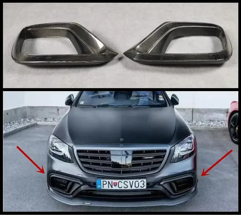 Carbon Fiber Front Bumper Spoiler Fog Lamp Air Vent Outlet Cover For Mercedes-Benz S Class W222 S63 S65 2018 2019 2020