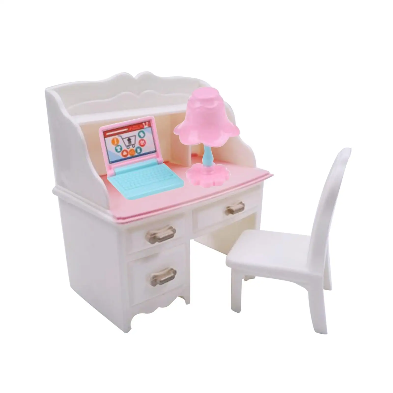 2-4 Pak Poppenhuis Miniatuur Bureaustoel Voor Woonkamer Decor Met Laptop