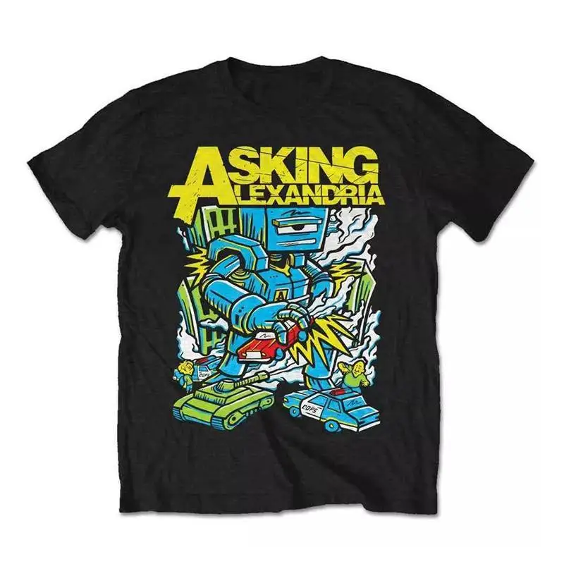 Camiseta de manga corta de estilo urbano retro americano de la banda de metalcore Asking Alexandria