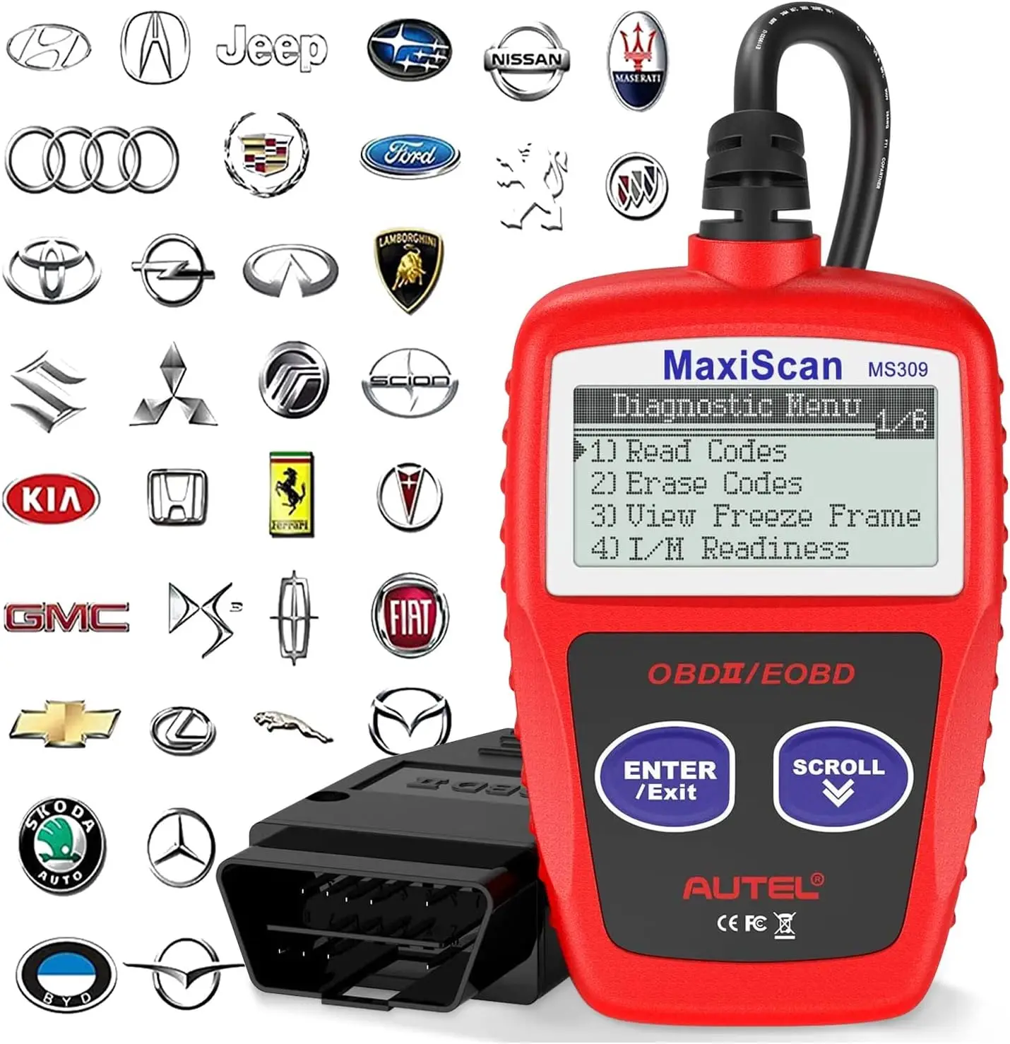 OBD2 Scanner MS309 Universal Car Fault Code Reader, Check Engine Light & Emission Monitor Tool