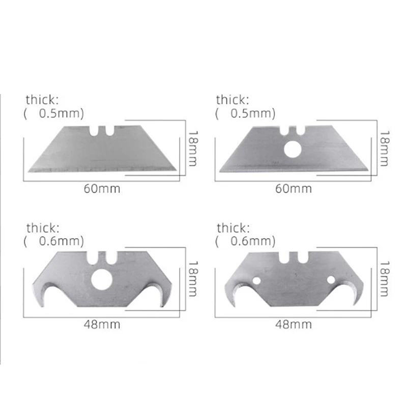 10PCS Trapezoidal Blade Replacement Steel Material Hook Blades Utility Spare Parts Pocket Pointed DIY Knife Blade Cutter Tool