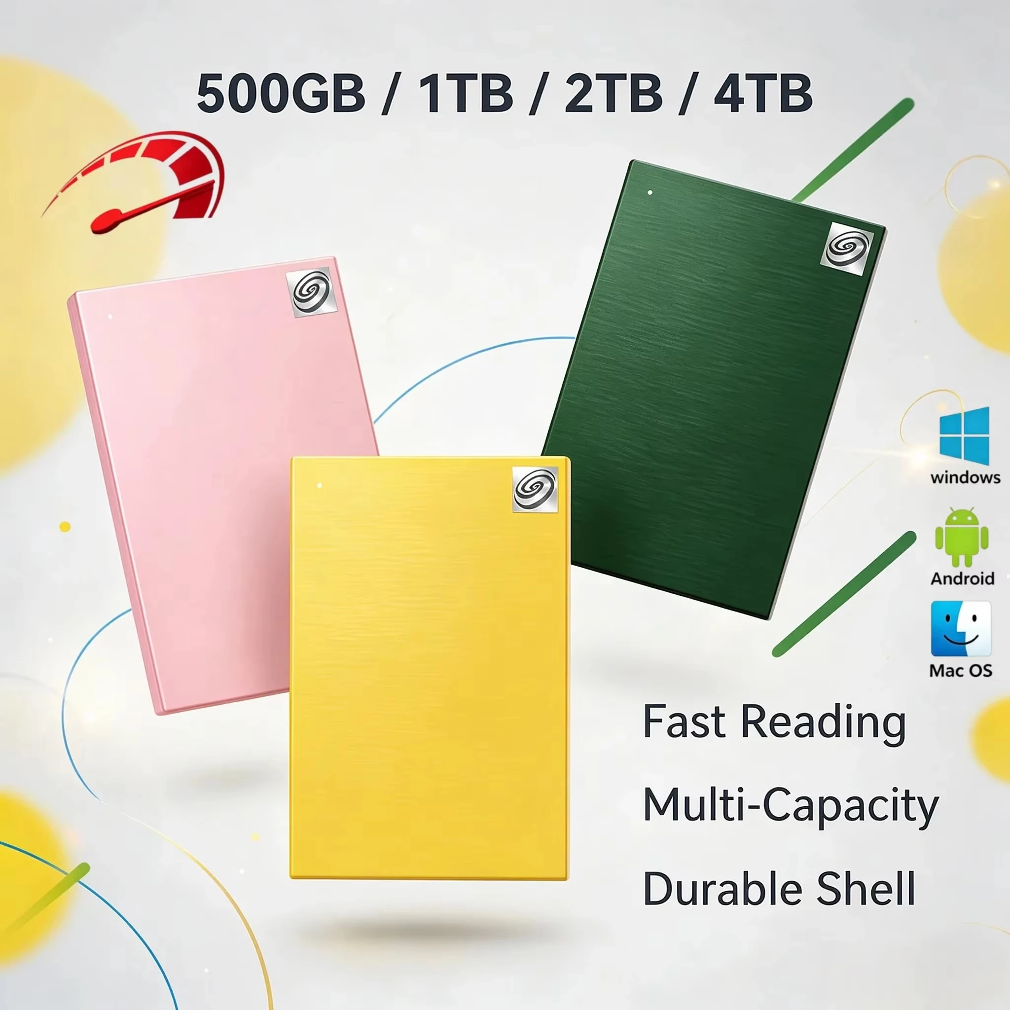 External Hard Disk 500GB 1TB 2TB 4TB Portable USB3.0 Storage 2.5 Inch Expansion For Windows PC Mac Data File Backup Save Top