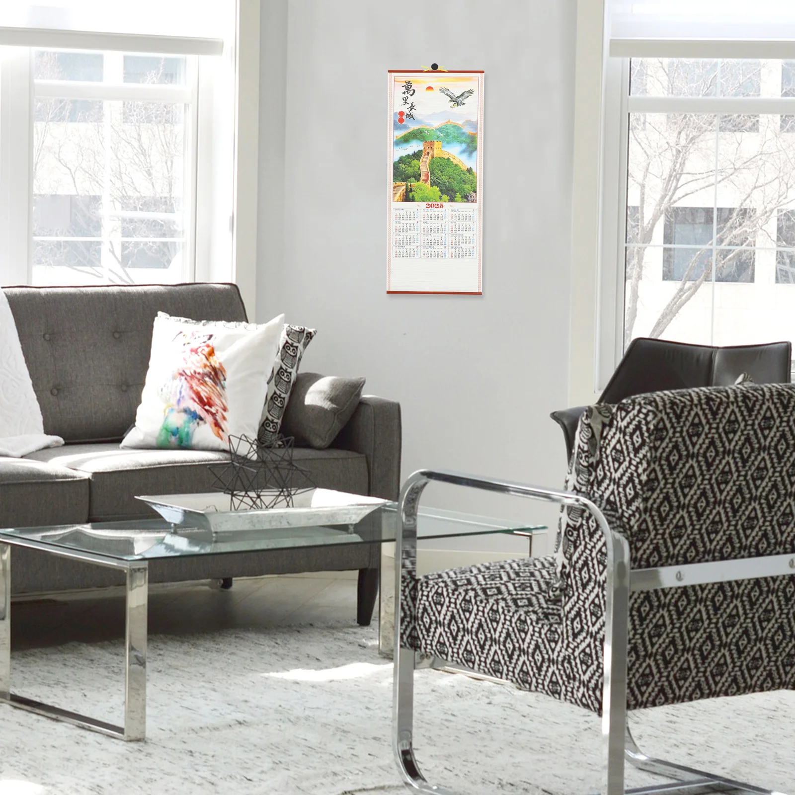 1pc Snake Year Scroll 2025 Household Monthly Wall Hanging Calendar Chinese Decor Planning Calendar For Home Office Decor