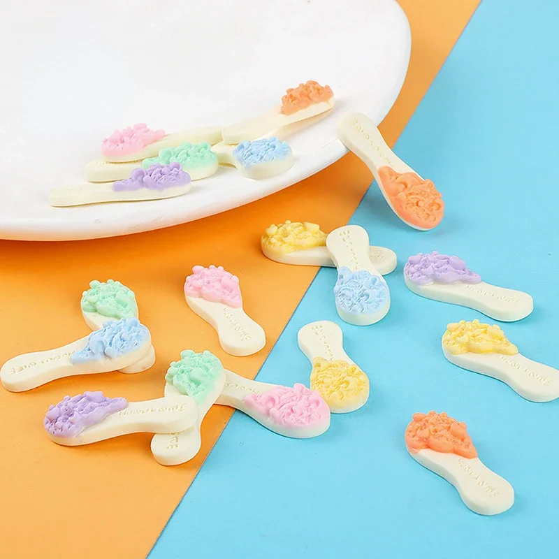 10pcs Kawaii Resin Mini Diy Ice Cream Stick Miniature Accessories Scrapbooking Embellishment Flatback Charms Material Decoration