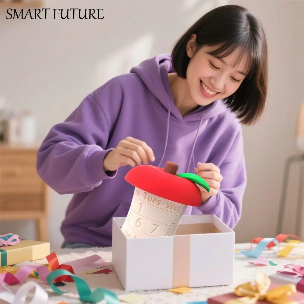 

tating Design 3D Printed Calendar Unique Gift Funny Rotating Calendar Fruit Core Shape Modern Decor Desktop Calendar