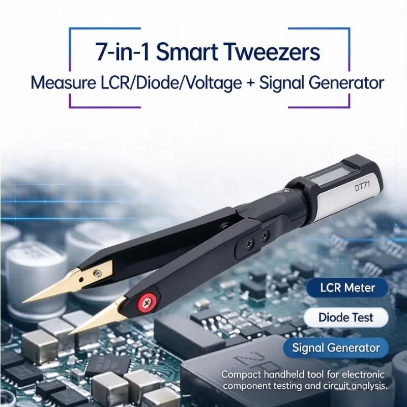 Portable Digital Smart Tweezers DT71 LCR SMD Tester 10KHz Meter Signal Generator Debugging Reparing Tool OLED Display