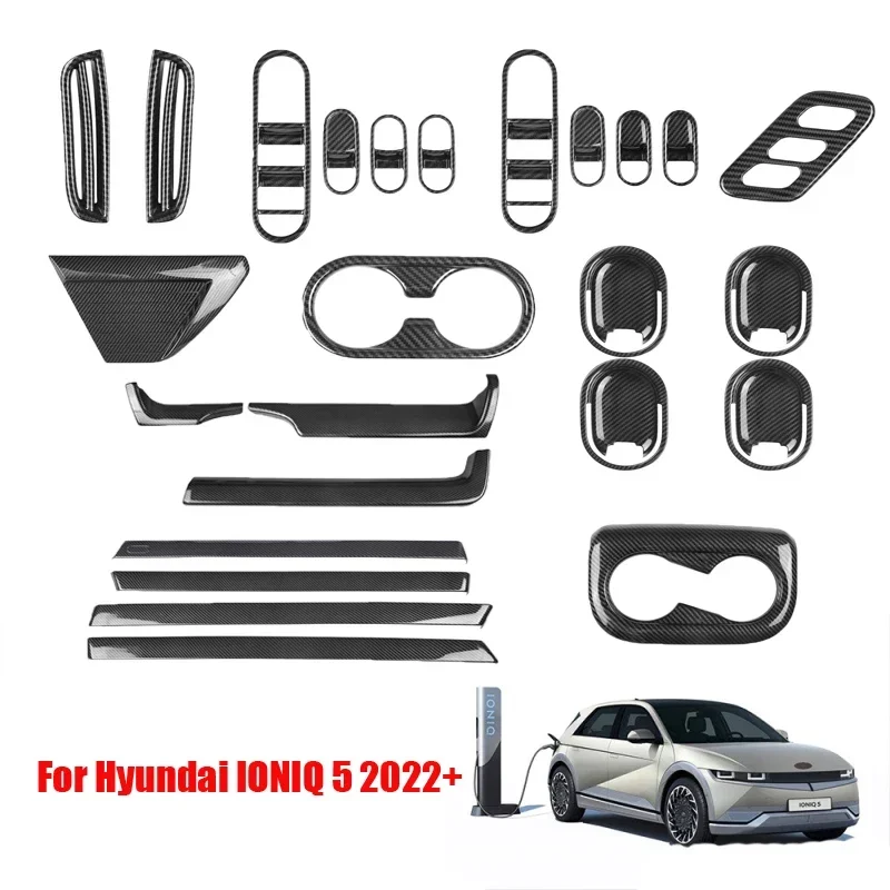 Для Hyundai Aini Krypton IONIQ5 IONIQ 5 2022 2023, оконный переключатель из углеродного волокна, дверная чаша, центральная панель управления, чашка для воды, отделка