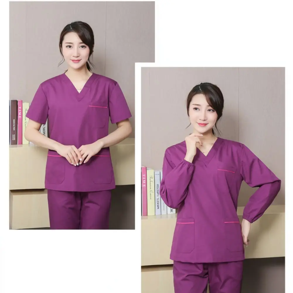 Soft Cotton Medical Scrub Sets Unisex Short Sleeve Uniforms For Dental Clinic Surgery Beauty Salon Professional