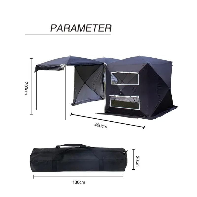 Wholesale Outdoor SUV Car Awning Camping Tent Self-Driving Tour 2 Bedroom Foldable Car Rear Extension Tent