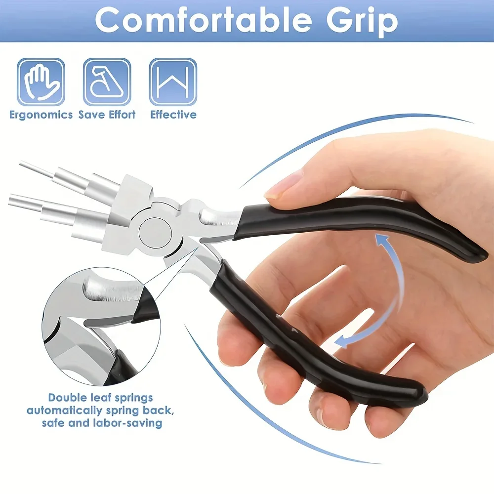 3Pcs 6-in-1 Bail & Loop Pliers Set Carbon Steel Jewelry Tool with Non-Slip Handle Perfect for Wire Wrapping Jump Ring Making