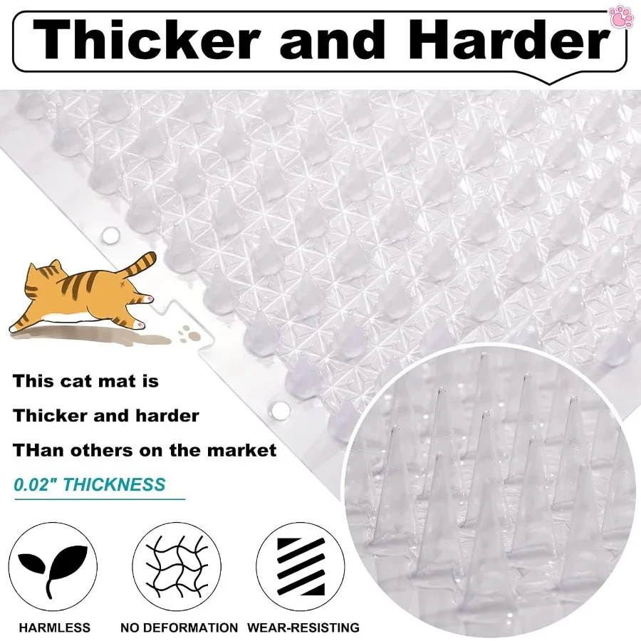 12 قطعة من حصيرة الردع للقطط مع مسامير للاستخدام الداخلي والخارجي حاجز مضاد للحيوانات الأليفة للنباتات وعدادات نافذة أريكة الحديقة #6