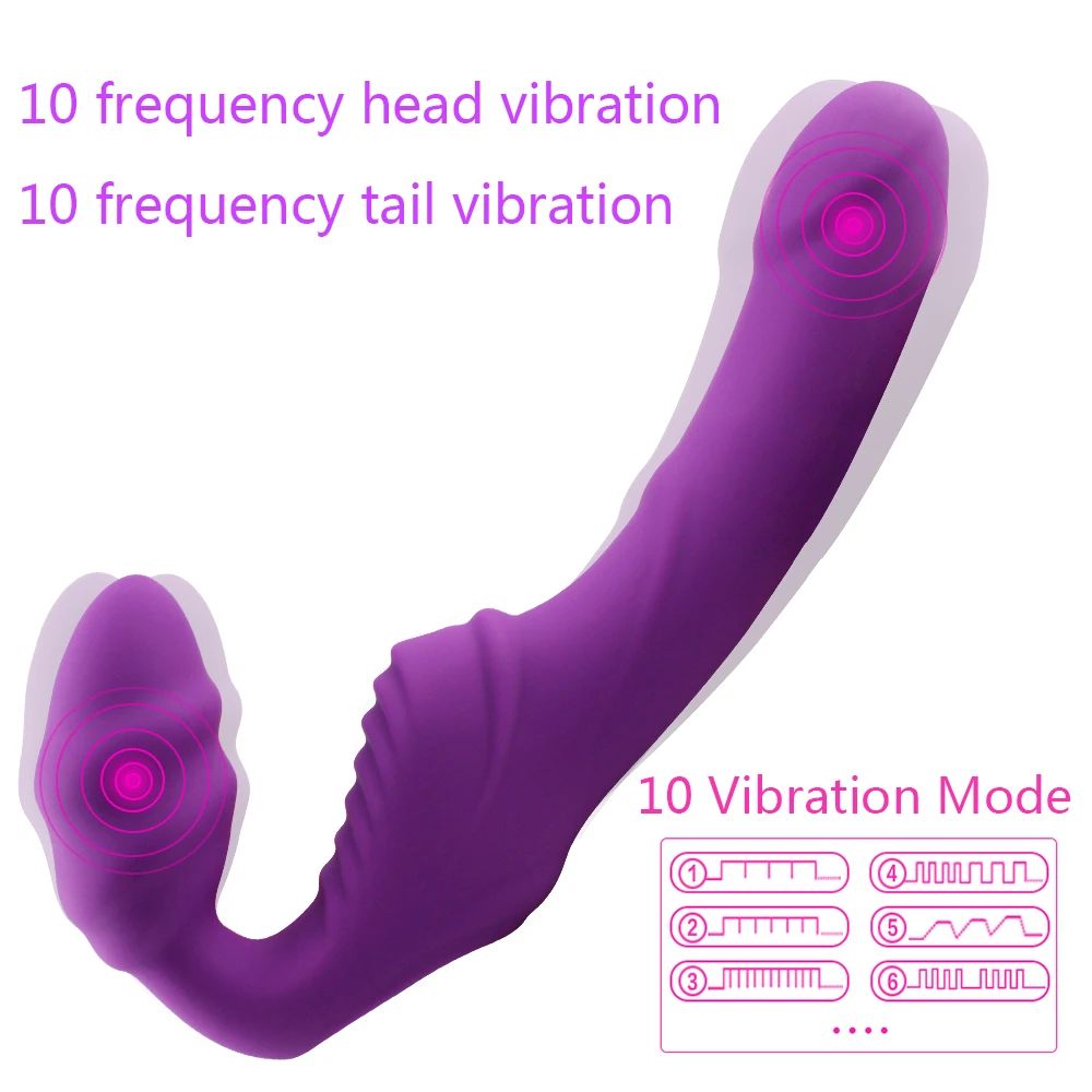 Dual motor Strapless Strap on Realistic Dildo Vibrator Massager Lesbian Both Head G-Spot Stimulate Clitoris Sex Toy for Couples