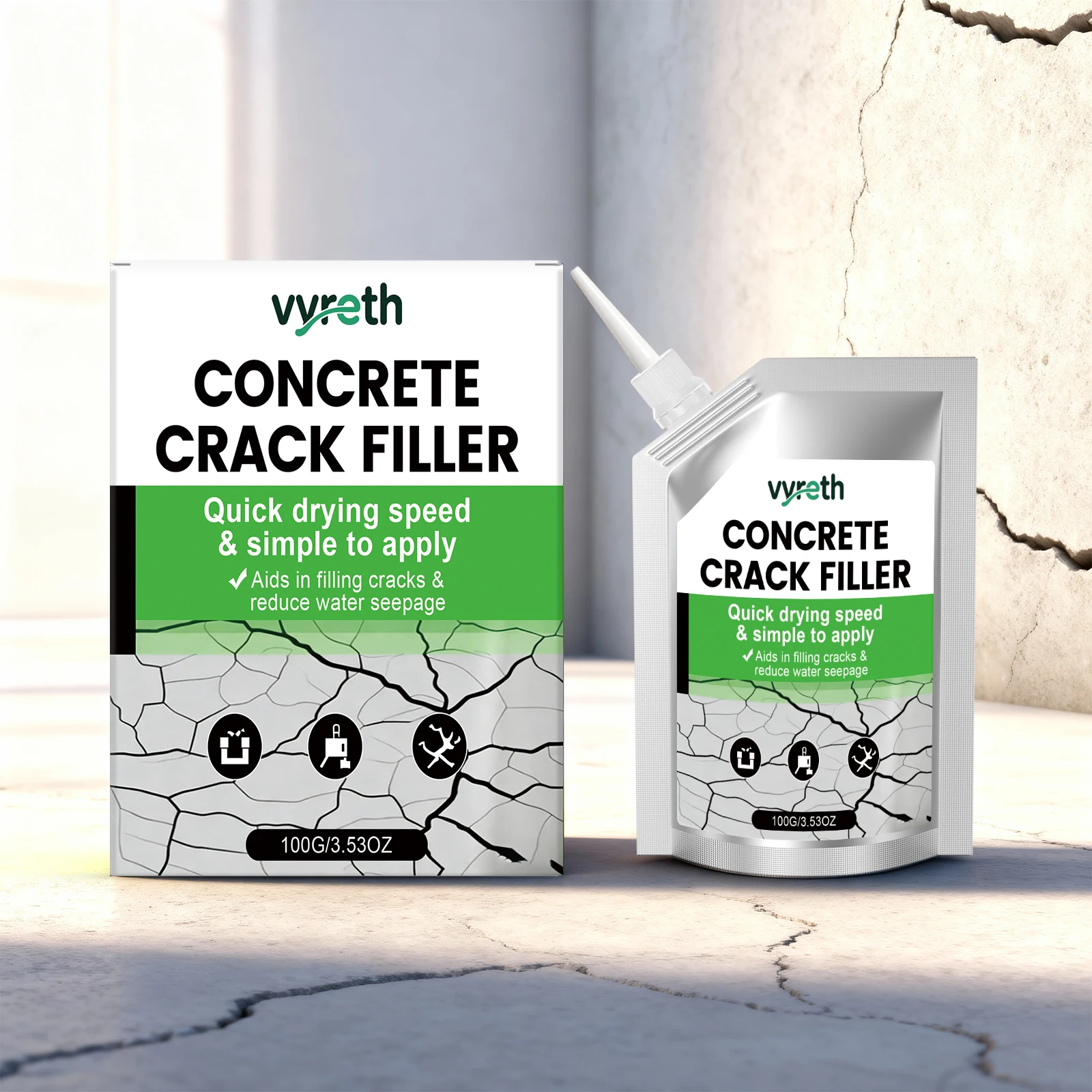 Waterproof Crack Filler Sealant Self Leveling Gap Filling Agent Durable Base Material Auxiliary Filler for Wall Floor Concrete Joint Repair