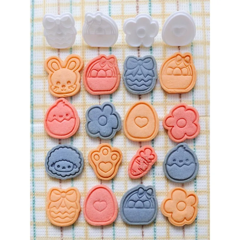 Cartoon Easter Bunny Cookie Mould Cute Rabbit Chick Eggs Animal Pattern Biscuit Cutter Cake Decorating Tools Baking Molds