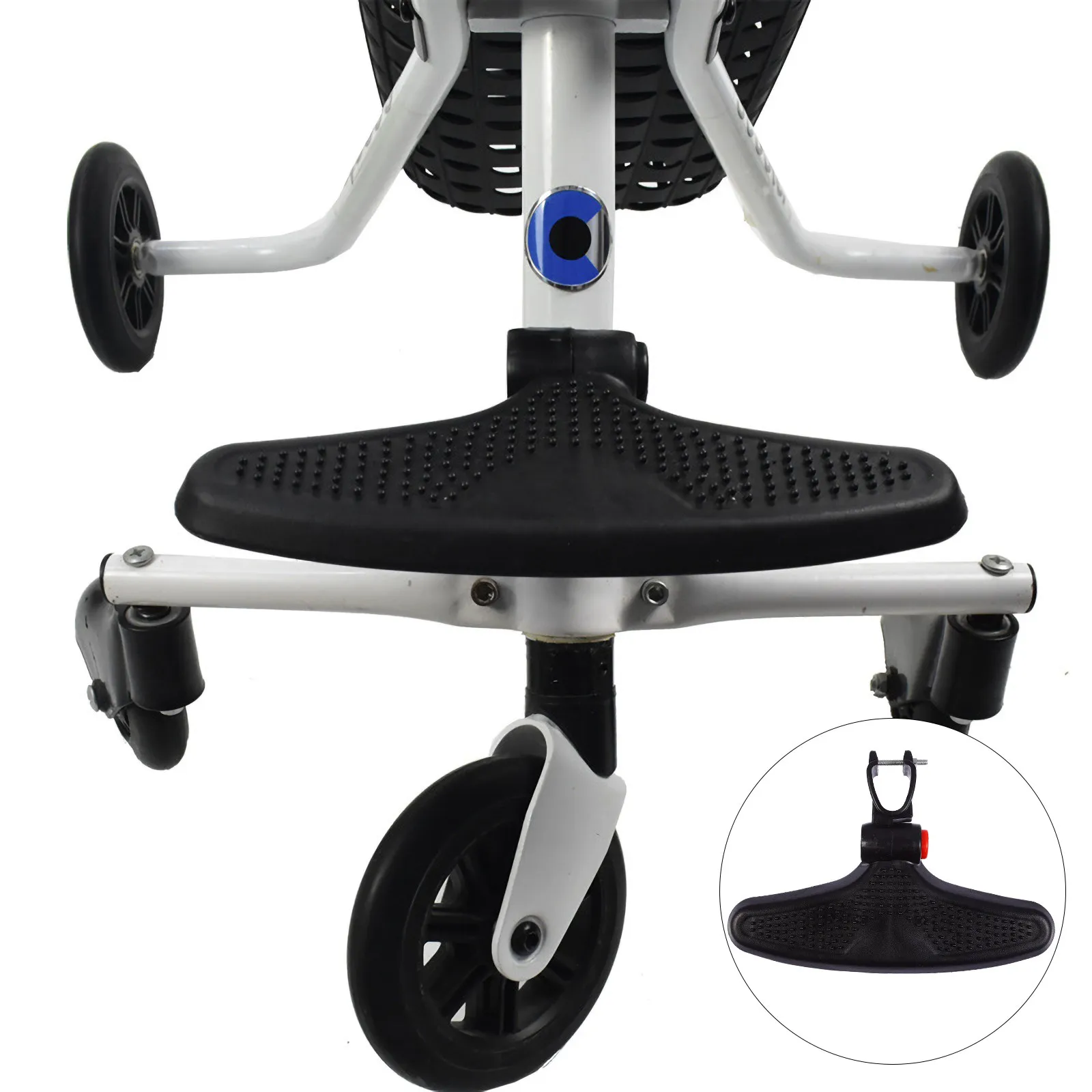 

Эргономичное удлинение для ногок коляски с многоуровневой регулировкой, надежно крепится к сиденью детской коляски, включает подножку.