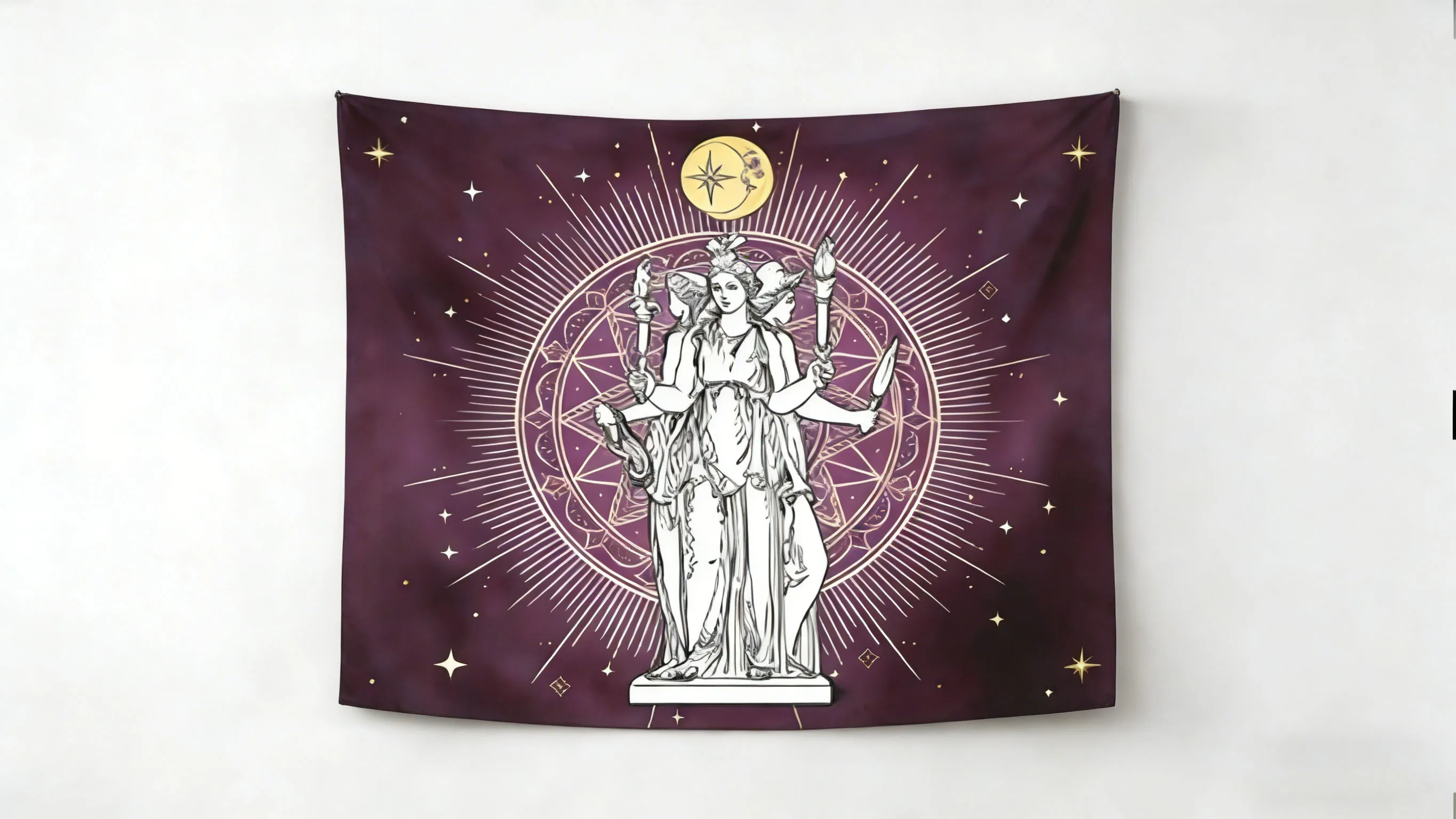 Tarot Tapestry Hecate Goddess Mandala Pattern Hanging Hippie Astrology Divination Witch Theme Tapestry Occult Tarot Tapestry