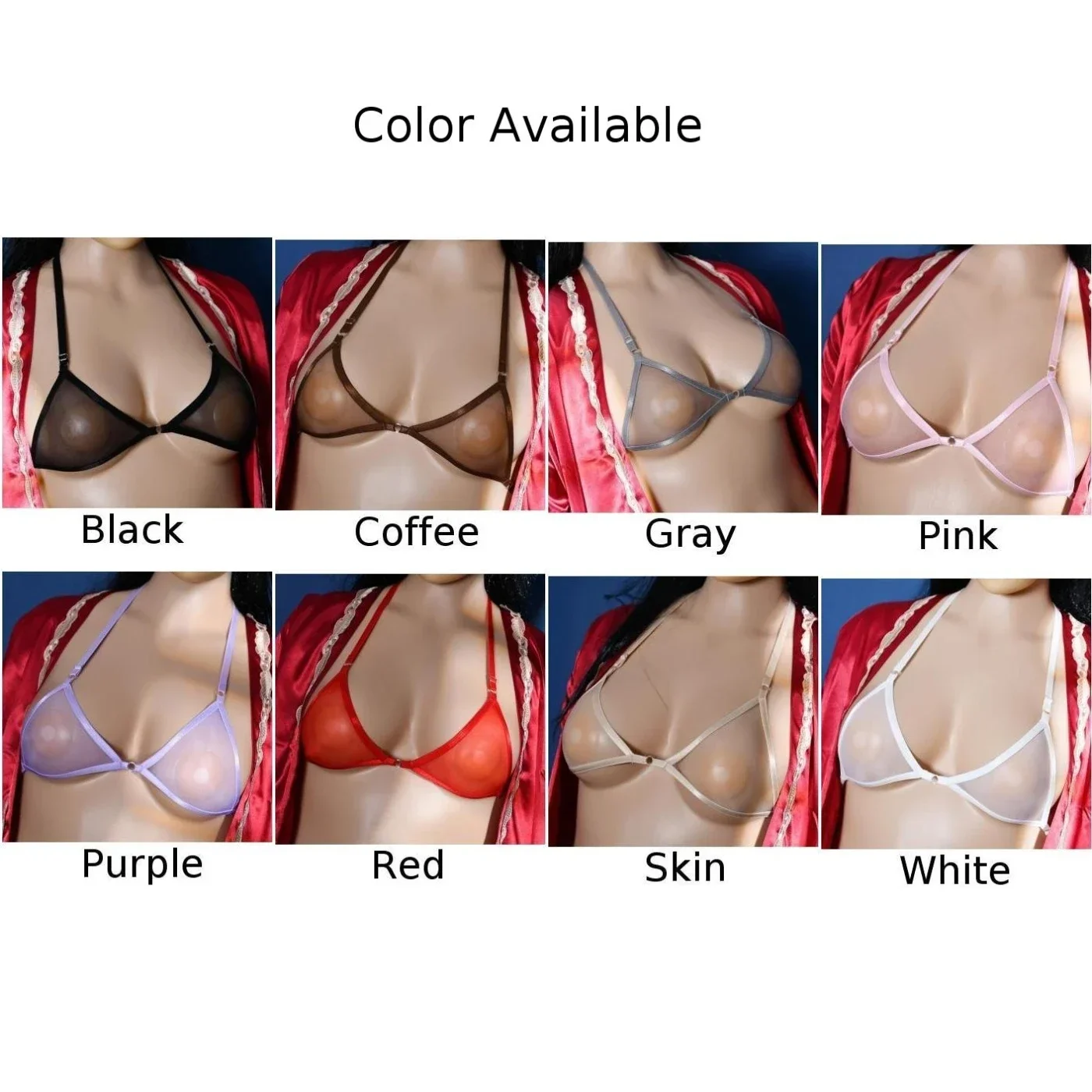 Womens See Through Mesh Bra Transparent Bra Sexy Halter Underwire Non-Padded Bralette Sheer Underwear Elastic Ultra Thin Bikini