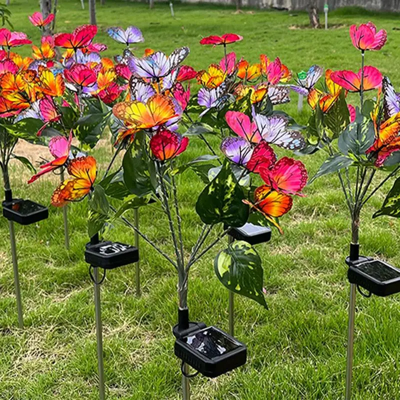 Butterfly Solar Lights For Outside Waterproof Decorative Solar Lights High Flexibility Iron Wire Solar Butterfly Garden Stake