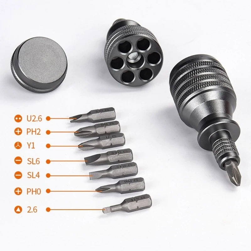 Mini Screwdriver for Titanium Screwdriver 1/4 Inch Screwdriver 7 in 1 Alloy Steel Drill Bit Home Repair Tool