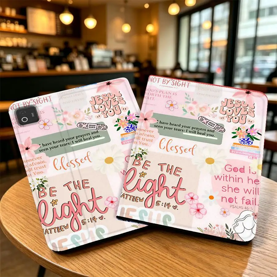 With Pencil Holder Case for Xiaomi Pad 6s Pro 7 Ultra Pad 5 6 7 8 Pro Redmi Pad SE K Pad 8.8 9.7 12.4 Inch Bible Quote Print