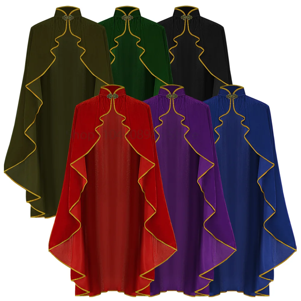 

Medieval Halloween Cosplay Costume Cape Renaissance Cloak Black Shawl Carnival Party Stage Performance for Man Woman New