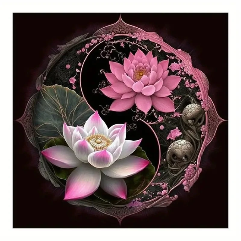 

DIY 5D Artificial Diamond Painting, Lotus Flower Artificial Diamond Painting, Handmade Home Gift, Frameless