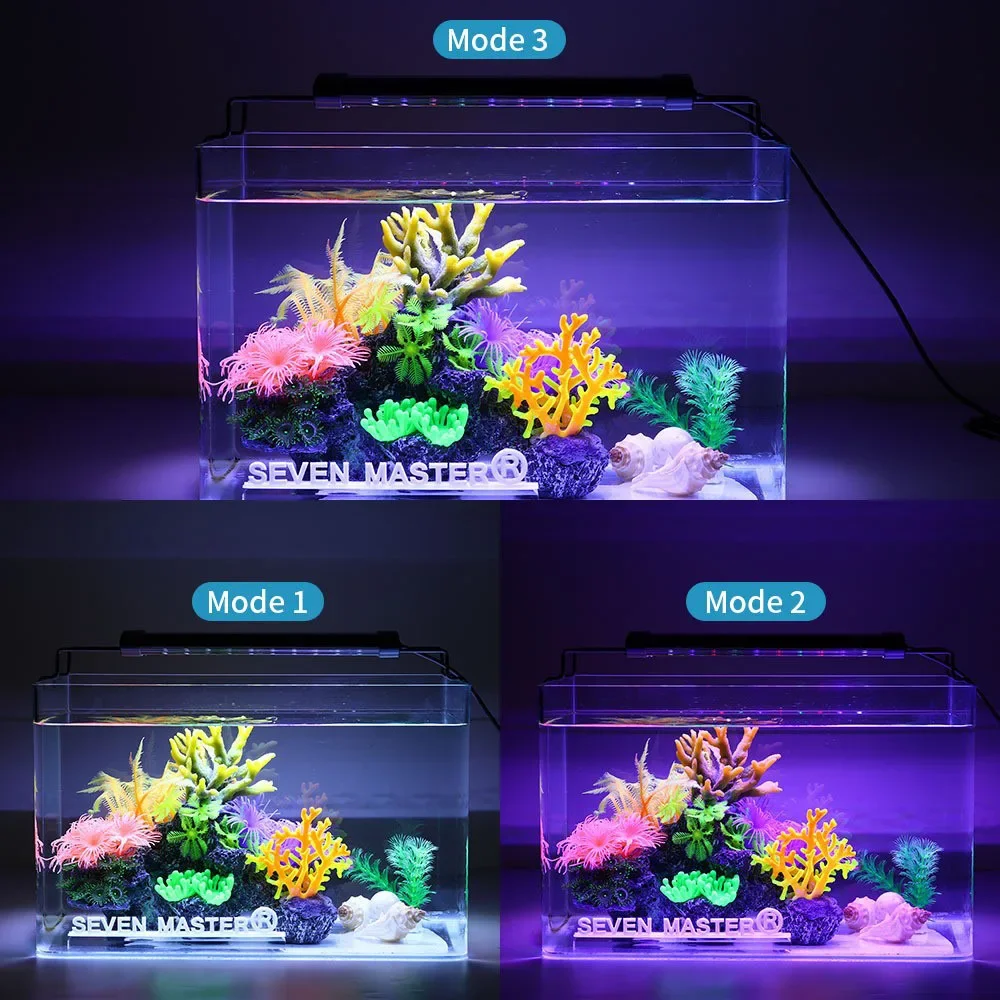 31-120cm Akwarium LED Light Super Slim Fish Tank Aquatic Plant Grow Lighting Wodoodporna jasna lampa z klipsem RGB LED do akwarium — zdjęcie 4