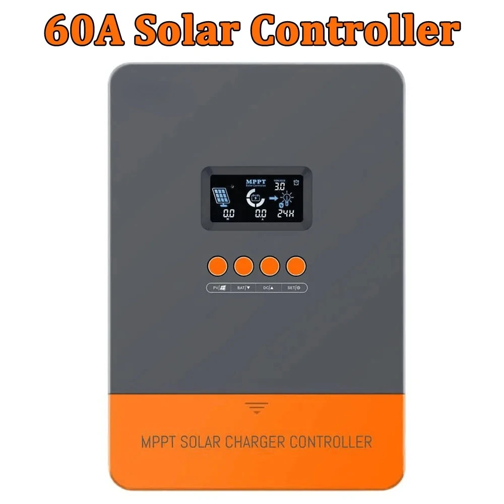

POW-M60-PRO 60A 4 Stages MPPT Solar Recharger Controller 12/24/36/48V Automatic Detect LCD Display with Blacklight Regulator