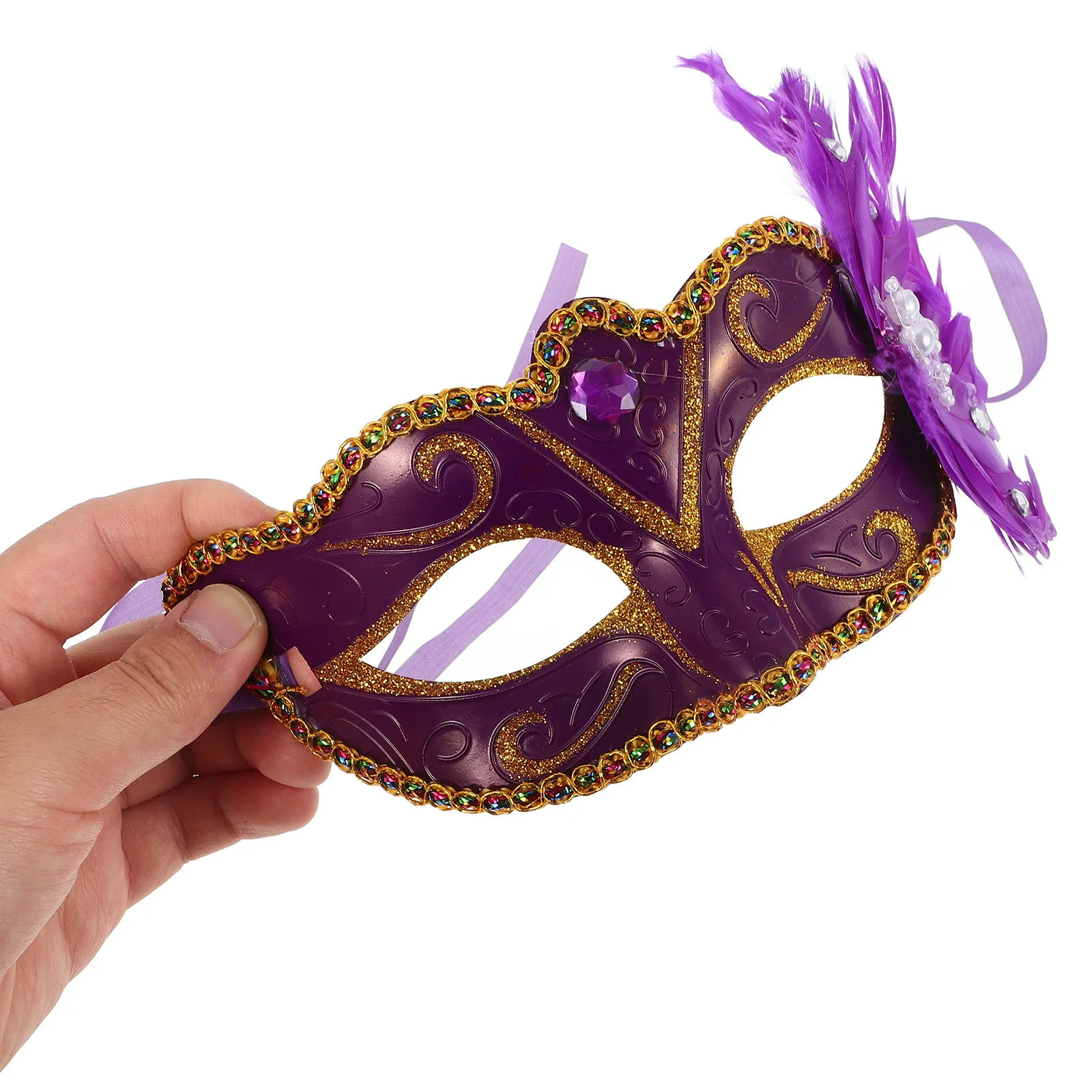 

Фиолетовая полумаска для лица, красочная маскарадная маска для вечеринок, карнавала, танцев, костюмированных балов, косплея и выступлений