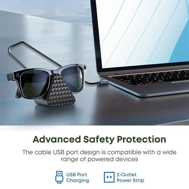 ABSQ-حوض شحن النظارات الذكية لـ META Ray Ban Wayfarer/Headliner/Skyler AI نظارات قاعدة شاحن شحن USB