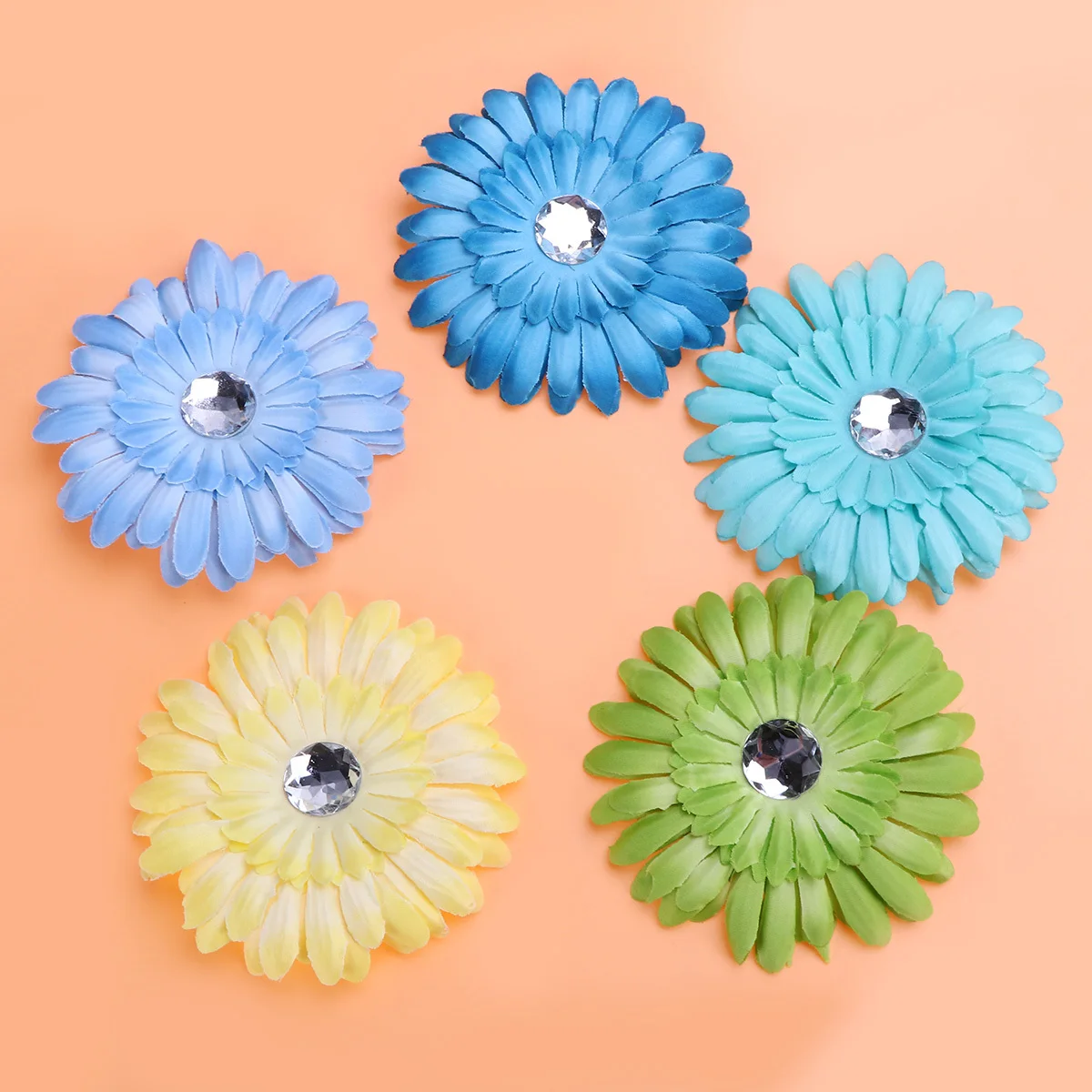 

15 Pcs Rhinestone Flowers Hair Clips Pin for Colorful Hairpin Women Accessories