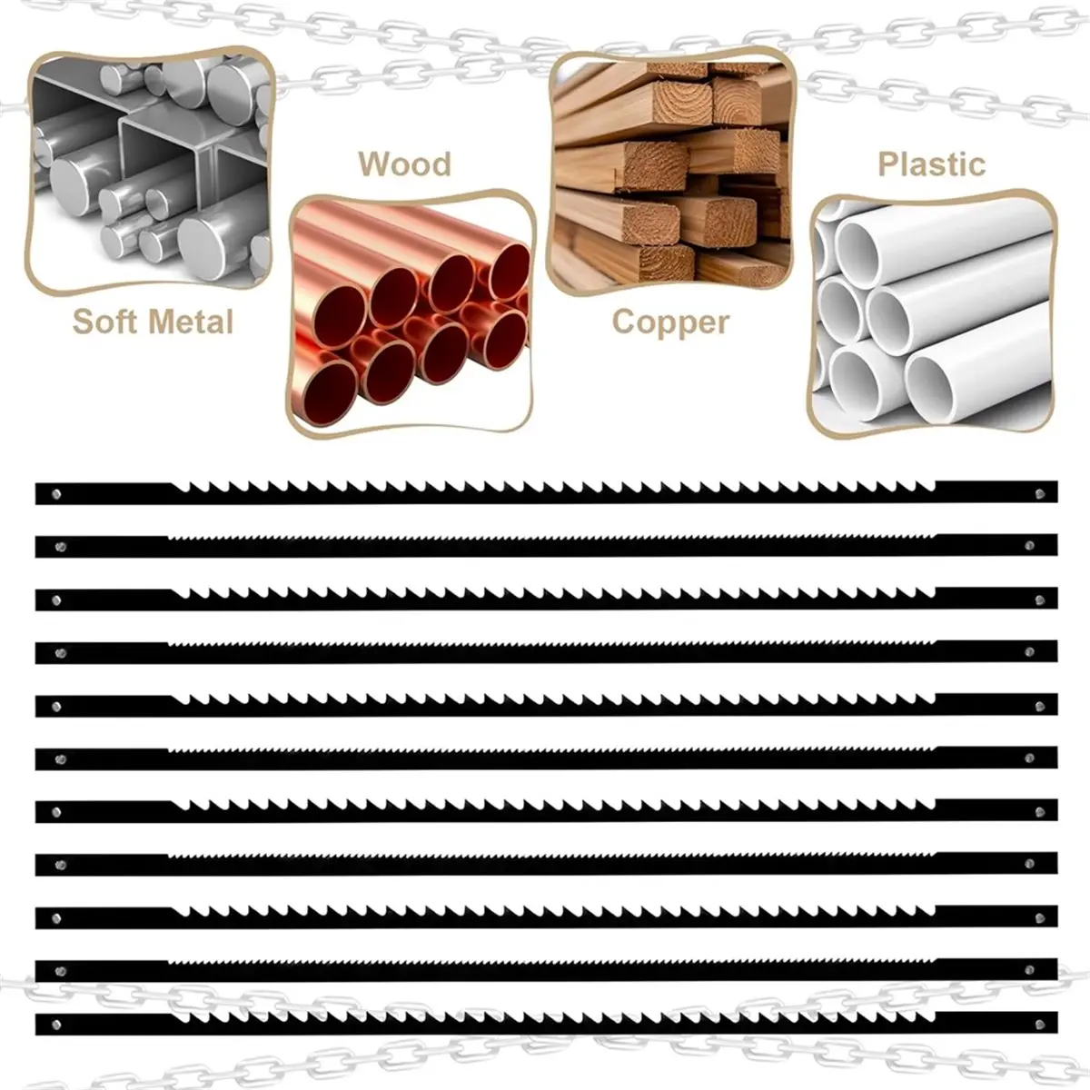

2026 NEW 24 Pcs Scroll Saw Blade, 5 Inch Plain End Scroll Saw Blade Scroll-Saw Blades for Wood (28TPI, 10TPI)