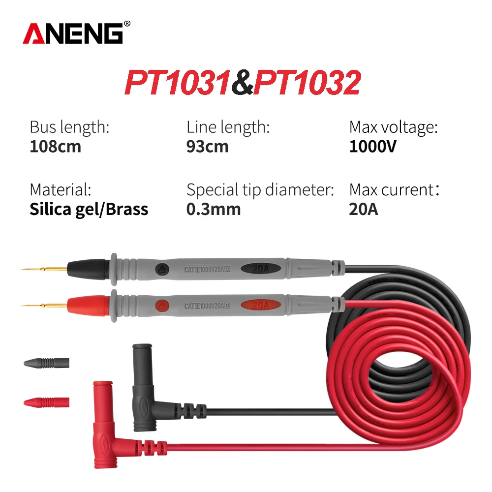 ANENG PT1031/32/35 10A 20A 1000V Multimeter Test Leads Sharp Needle Probe for Multi-tester Multimeter Pen Probe Test Wire