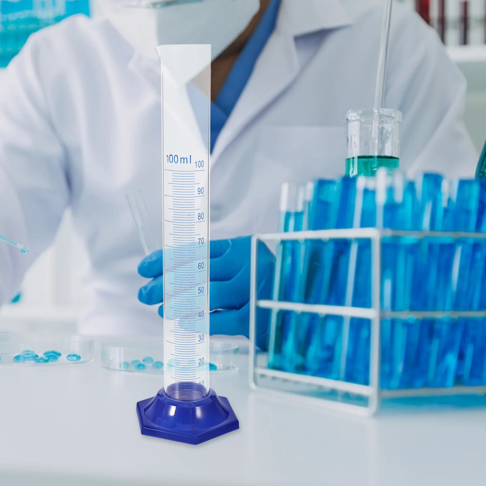 4 قطعة 100 مللي الزجاج تخرج اسطوانة قاعدة مستديرة أسطوانة قياس مختبر معدات الكيمياء مقاومة للحرارة الكيميائية #1