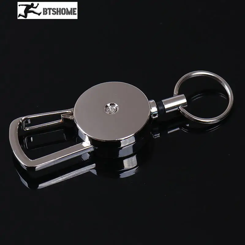 50CM Portable Camping Telescopic Burglar Chain Key Holder CarabinerTactical Keychain Outdoor Key Ring Return Retractable