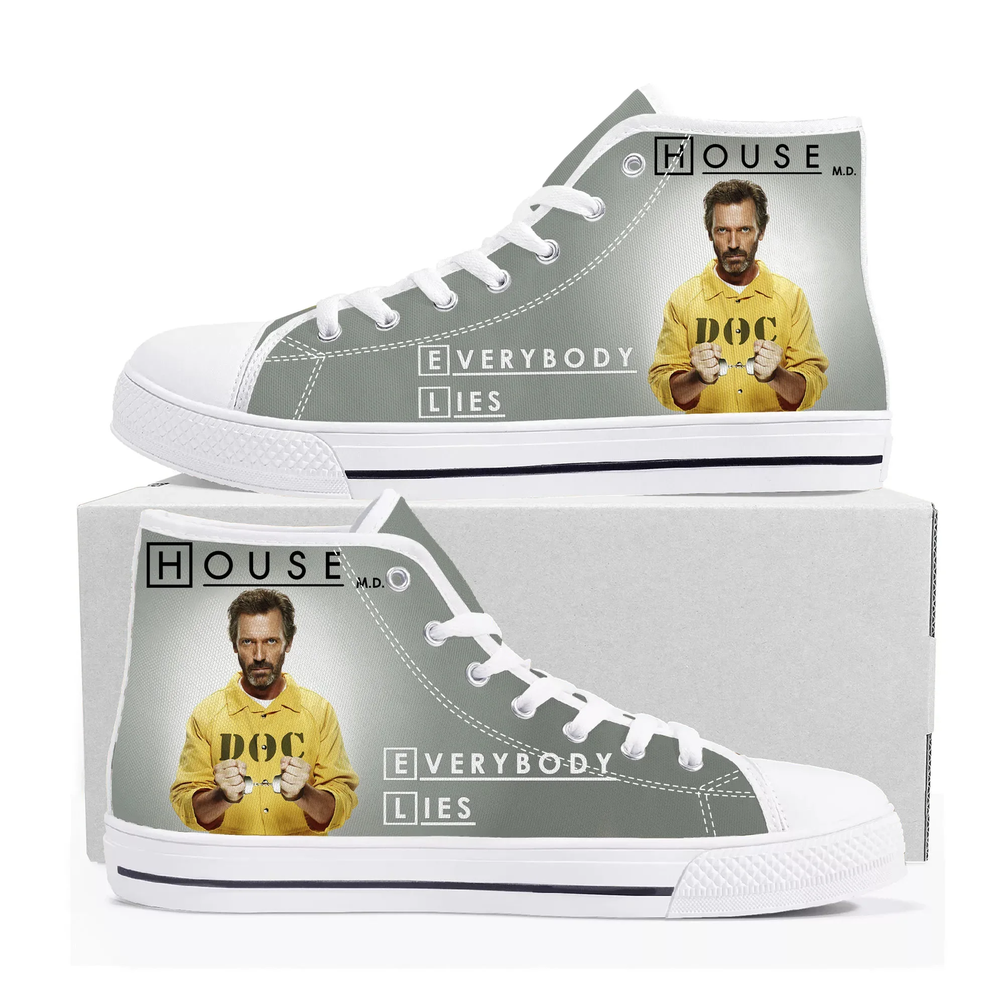 

House M.D. High Top Sneakers Mens Womens Teenager High Quality Hugh Laurie Canvas Sneaker couple Shoe Casual Custom Made Shoes