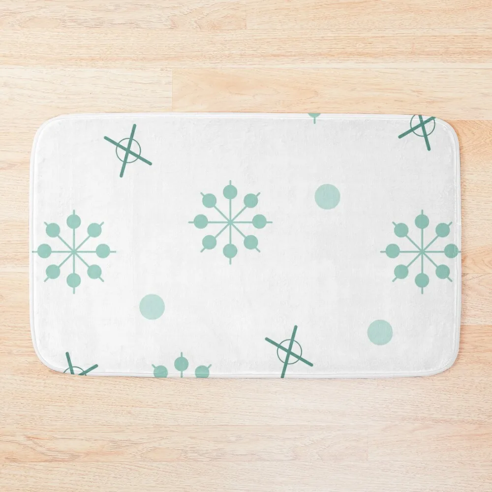

Atomic Age Sputnik Starbursts Winter Green Bath Mat Bathroom Interior Entrance Carpet Entrance Doormat Mat