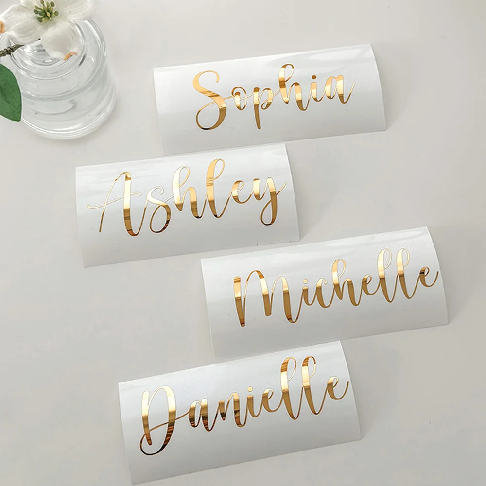 5pcs Personalized Name Viny Decals Stickers for Wedding Party Decor Glass Name Decal Baby Shower Bridesmaids Proposal Stickers