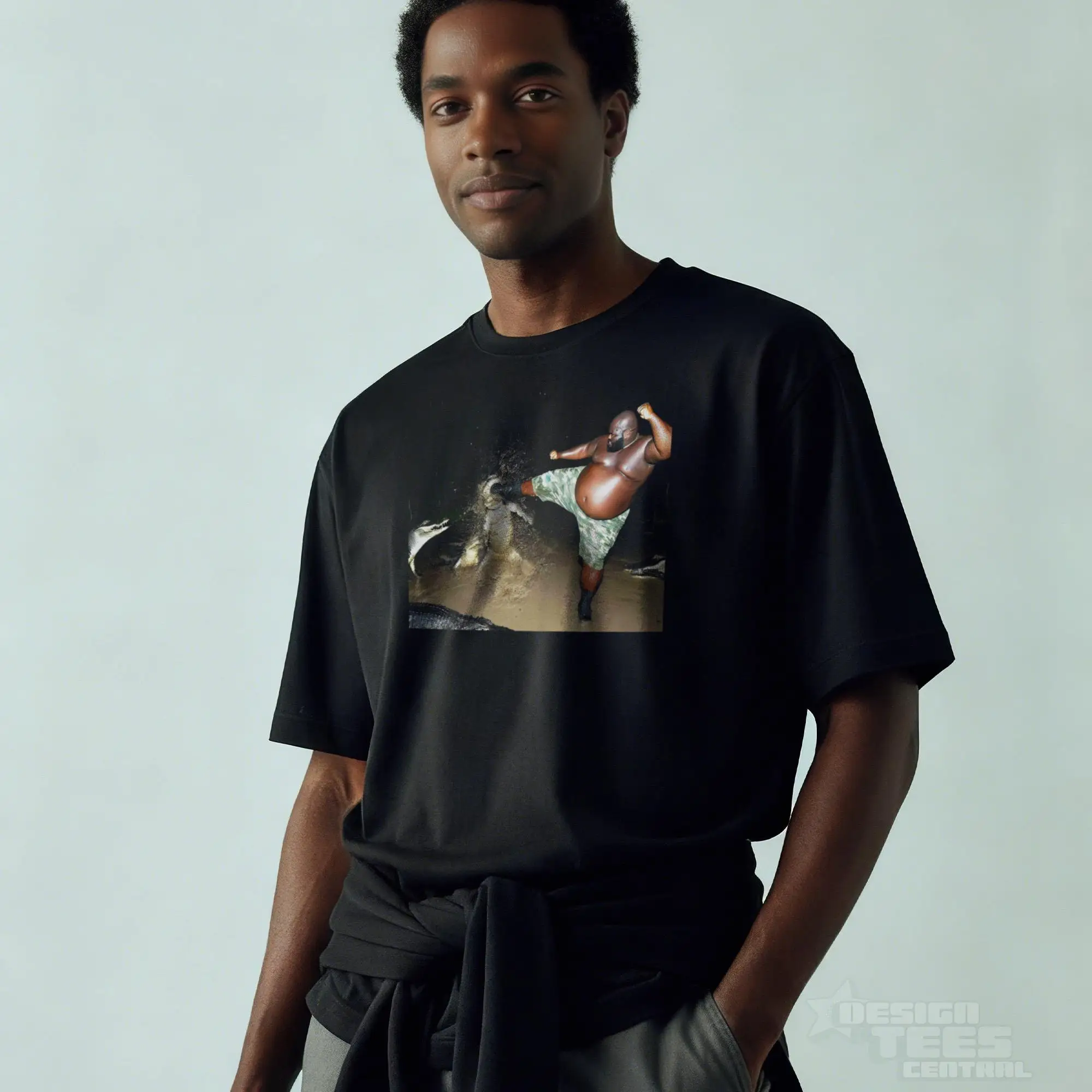 Black Guy Kicking Crocodile Tshirt, Funny Meme Shirt Comfort Colors