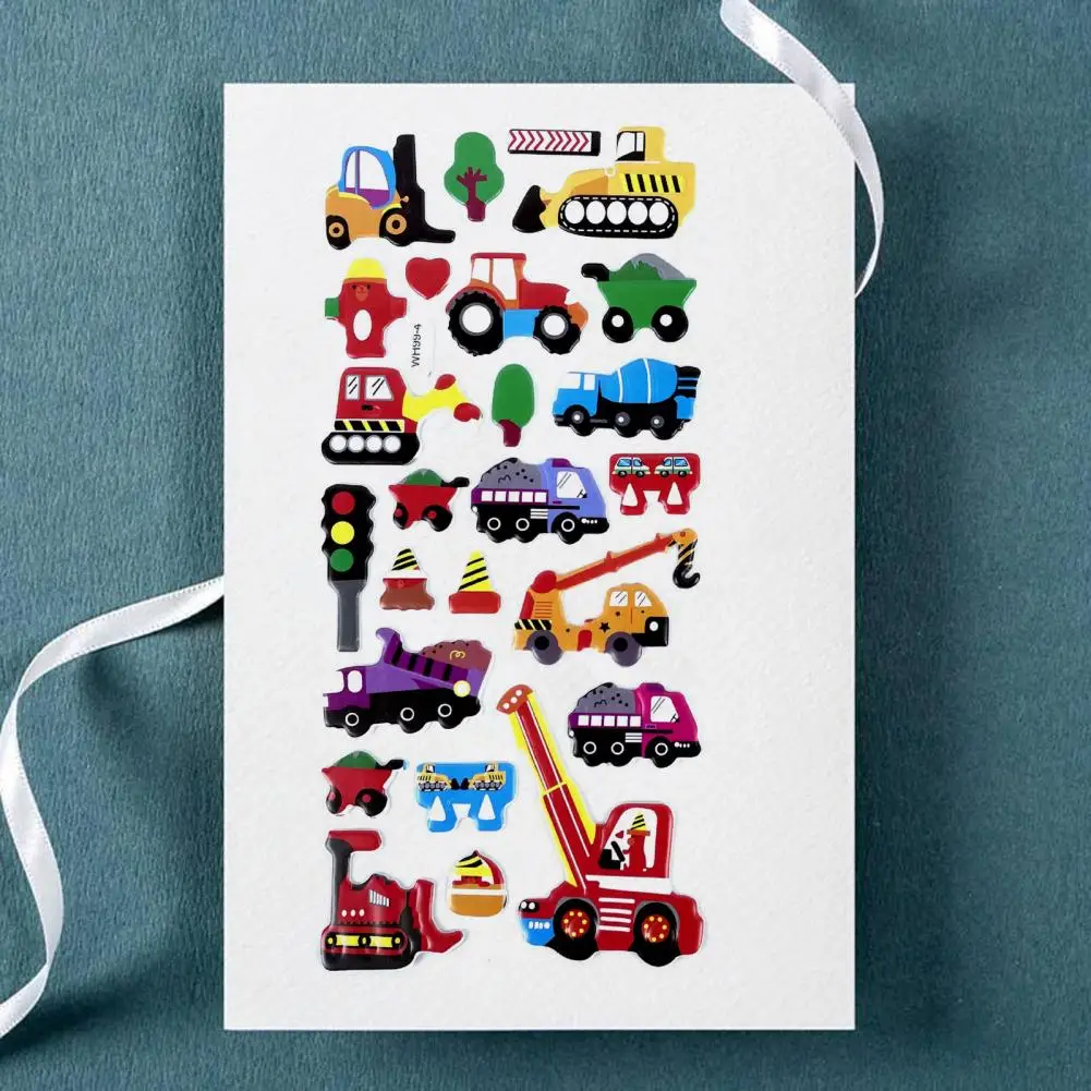 Car Theme Sticker 3d Vehicle Journal Sticker Vibrant 3d Vehicle Sticker Set Construction Truck Airplane for Phone for Students'